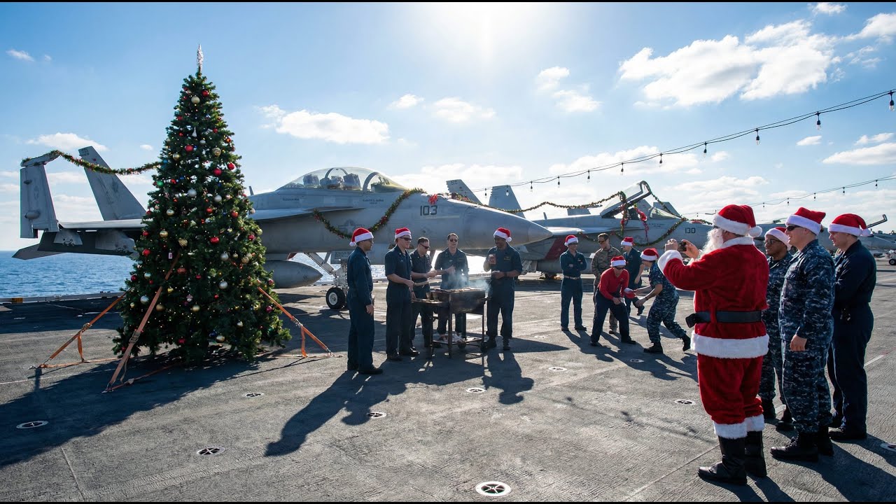 How U.S. Aircraft Carrier Sailors Celebrate Christmas at Sea 🎄⚓