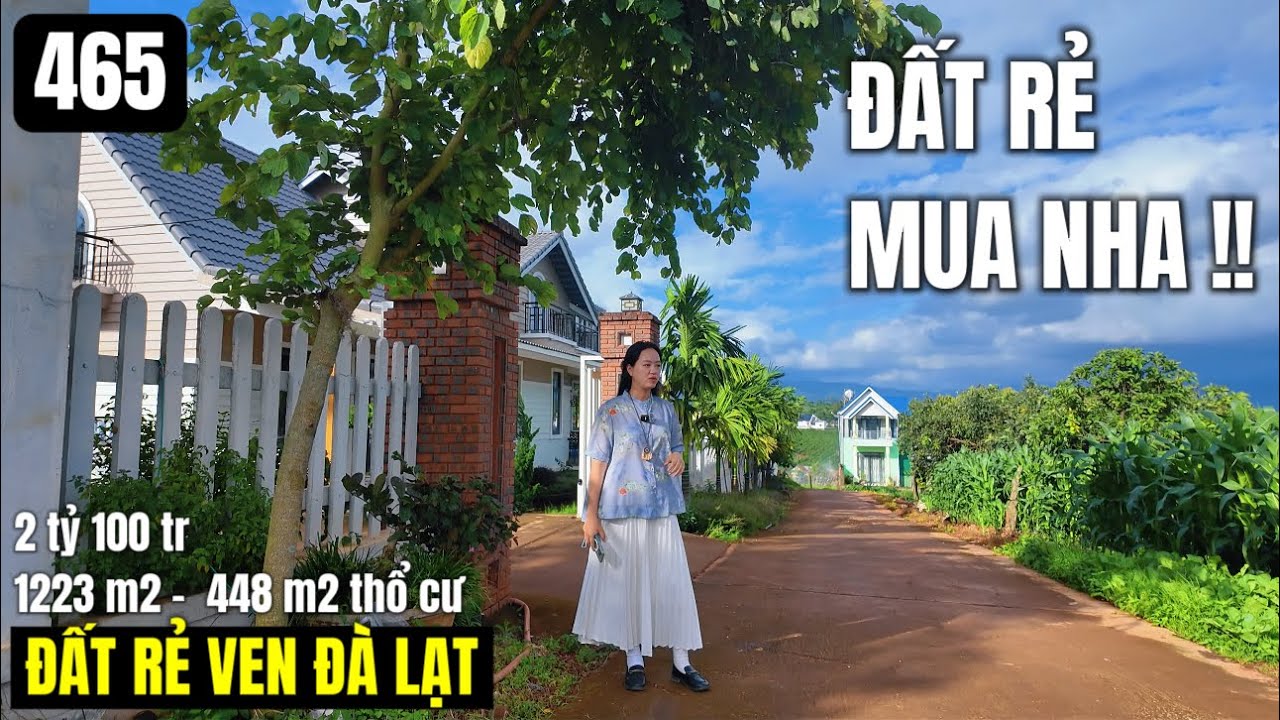 (ĐÃ BÁN)Lô góc rẻ khu dân cư ra lộ nhựa có 200 m thôi 1223 m2 448 m2 thổ cư 2 tỷ 100 tr ven Đà Lạt