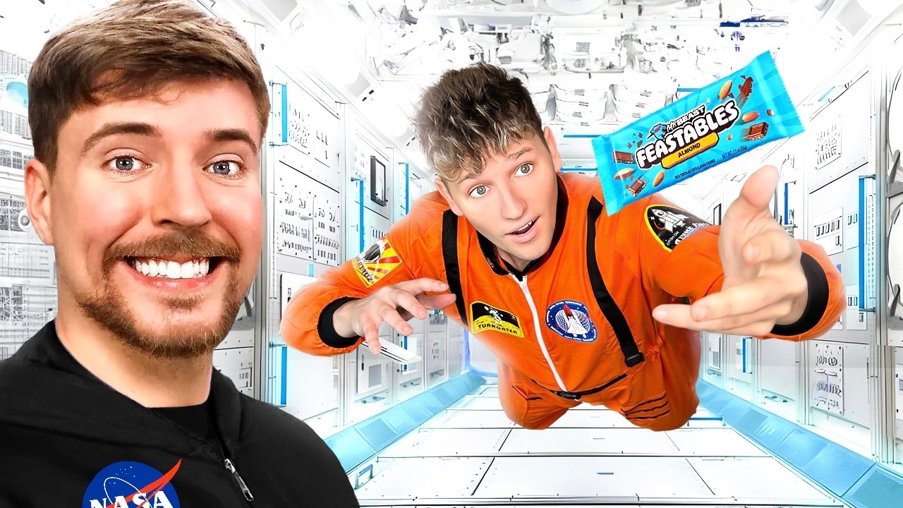 Я взял шоколадный батончик MrBeast в космос!