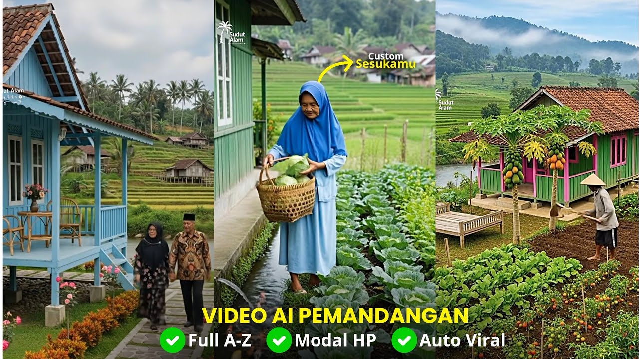 Cara Bikin Video AI Pemandangan Desa Asri Pakai HP (Viral di Reels Facebook ala Sudut Alam)