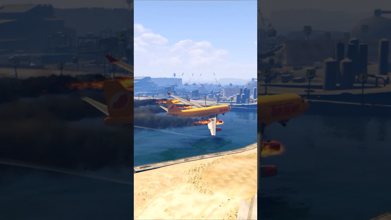 Plane caught fire during flying over the sea #aviation #gtav #automobile #shortsfeed #shortsviral