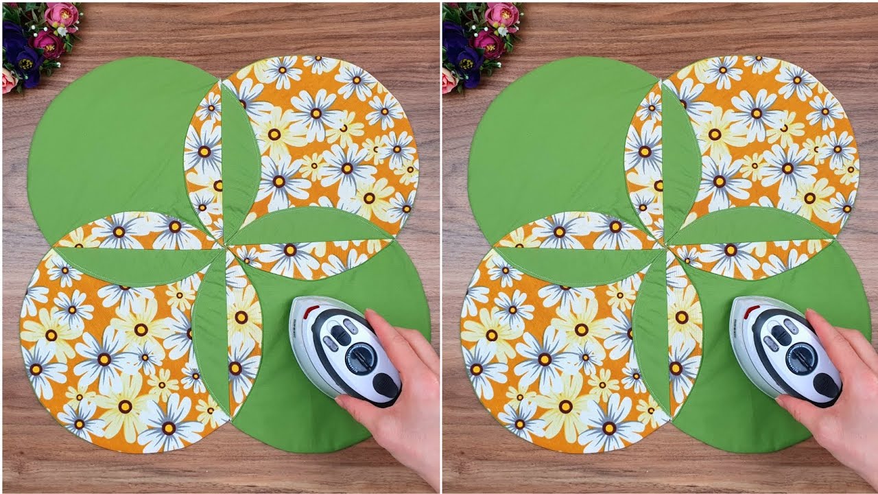 You can make a wonderful placemat by sewing circular fabrics together origami.