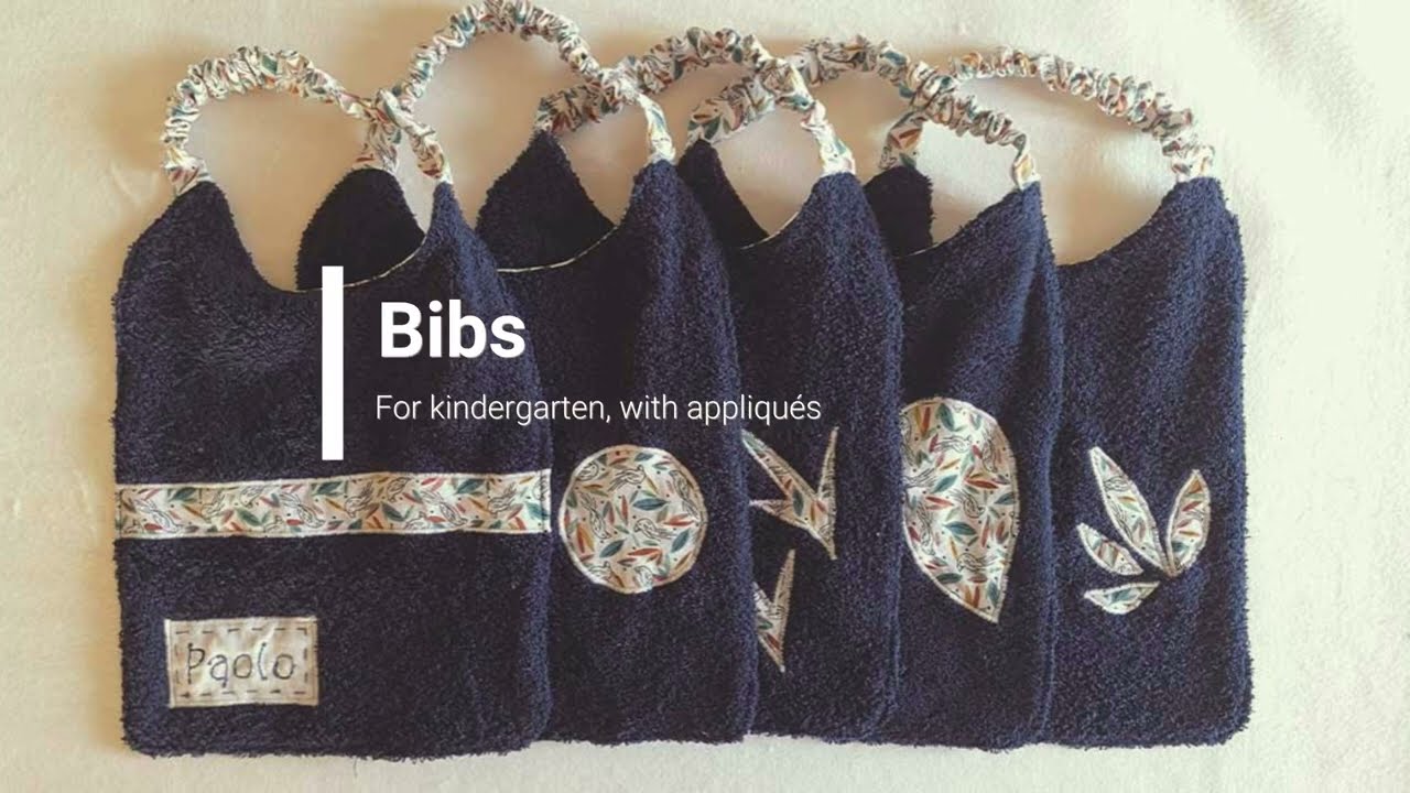 EN - Tutorial - Bibs for kindergarten with elastic and appliqués