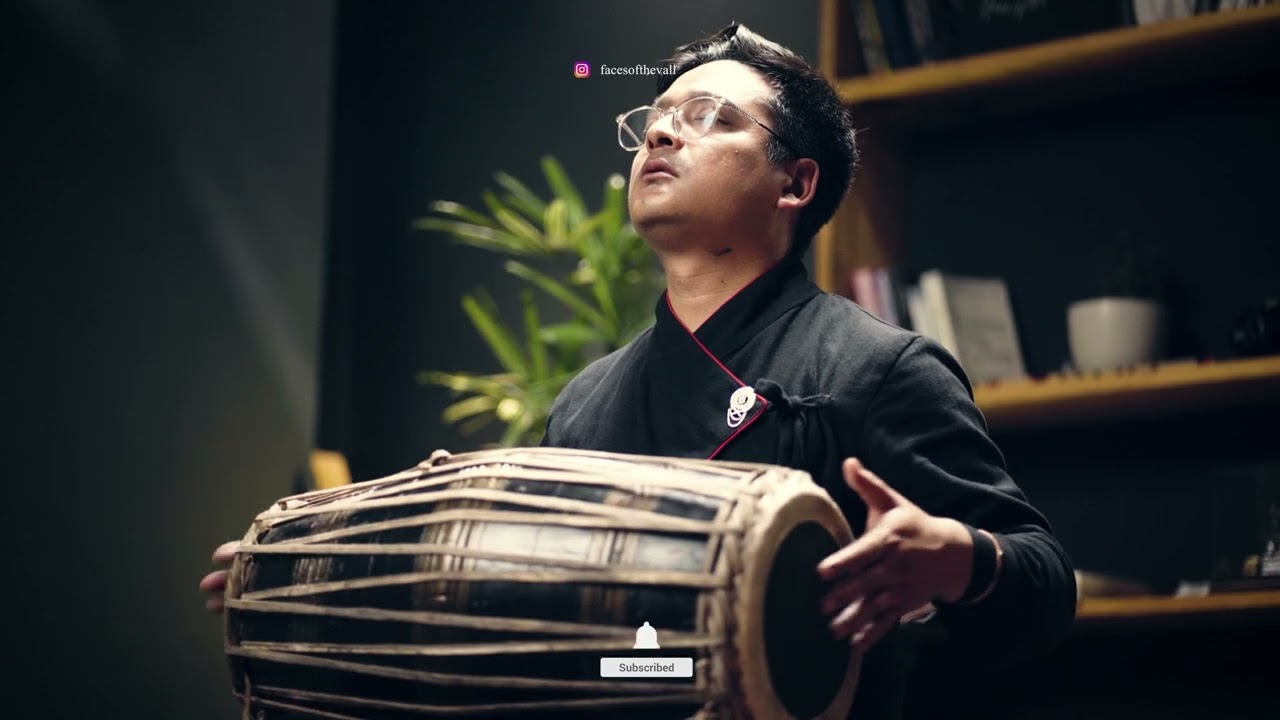 Bipu Shrestha with his composition on dafa music