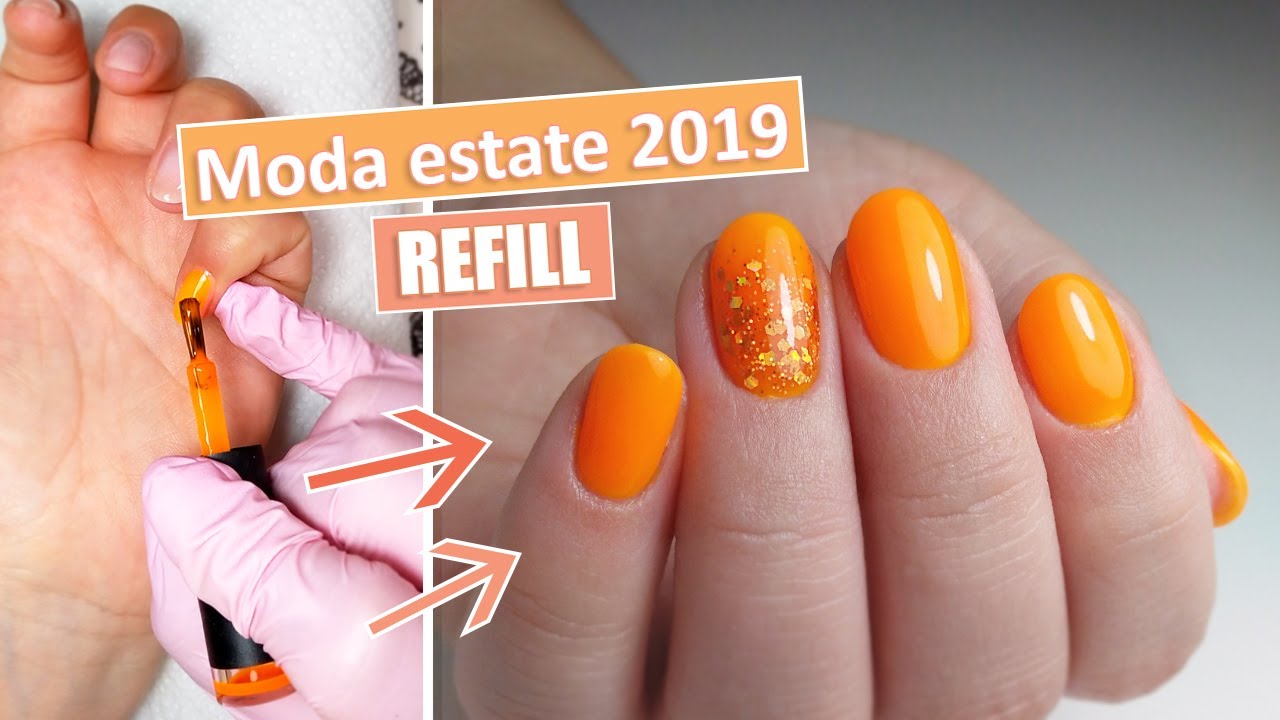 Refill semipermanente arancione fluo e glitter 🍊 Moda unghie estate 2019 | desmynails