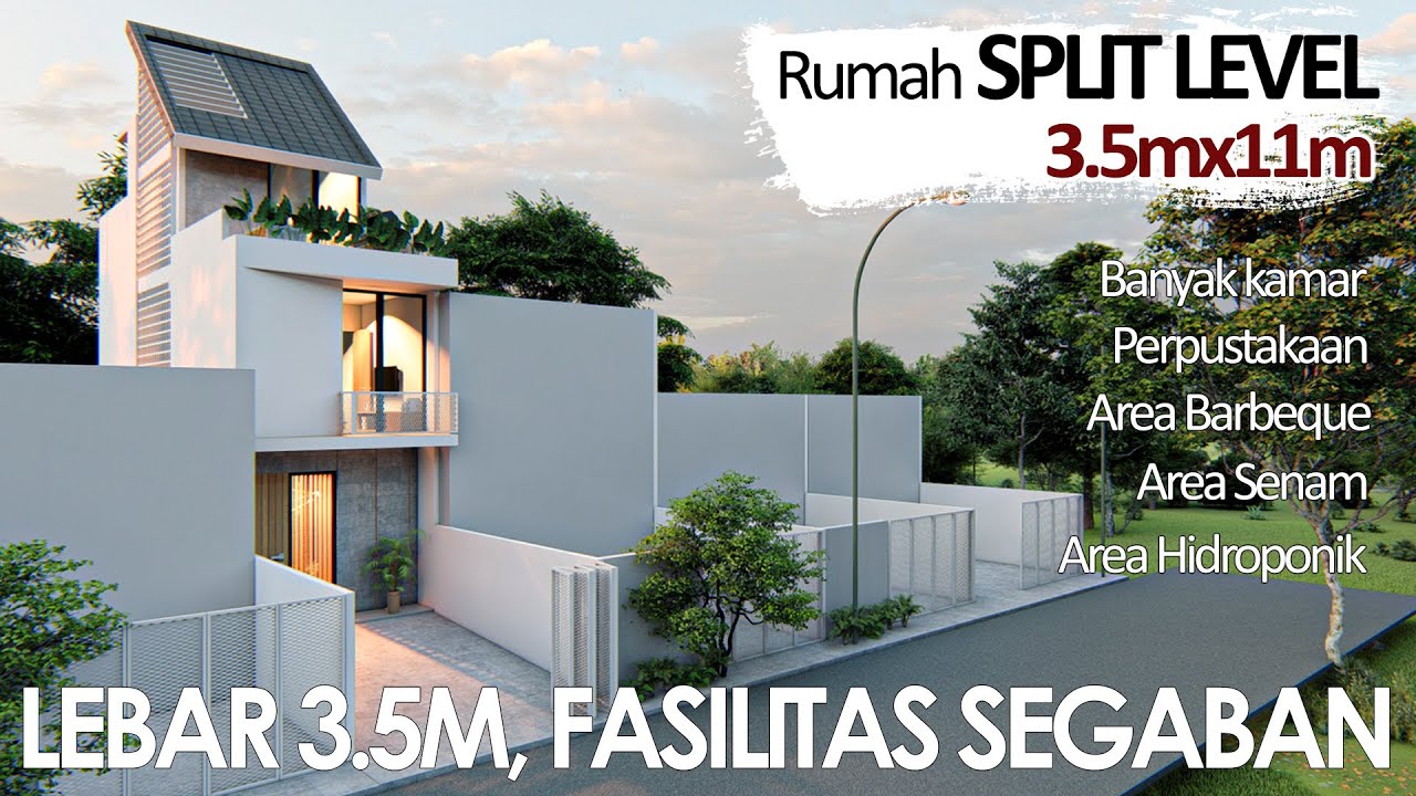 Rumah Lebar 3 Meter Split Level berasa Luas dan Fasilitas Buanyakk Banget!!