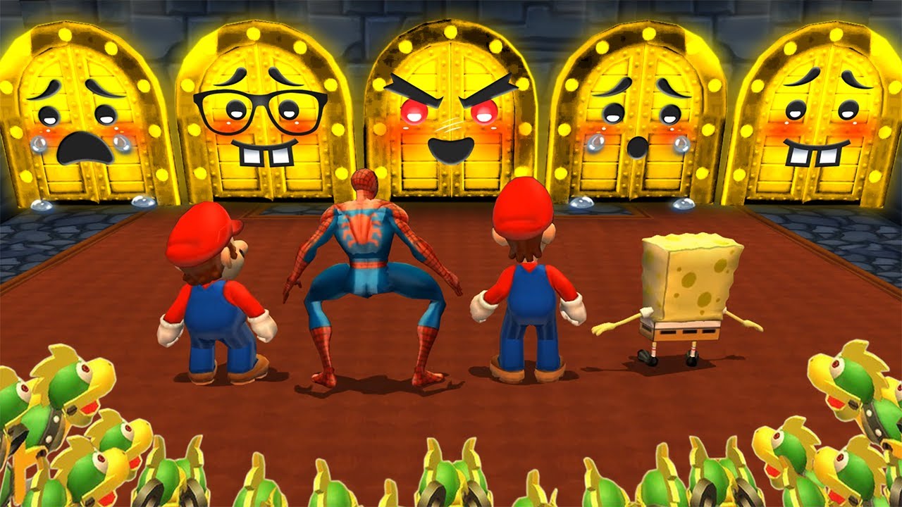 Mario Party 9 MiniGames - Mario Vs Spider Man Vs Luigi Vs SpongeBob (Master Cpu)