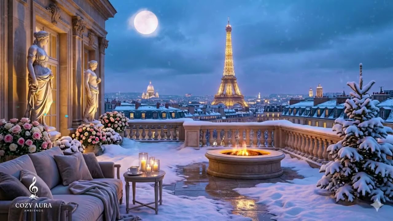 Smooth Jazz Winter in Paris with Fireplace and Jazz Piano Music for Work, Study and Deep Sleep
