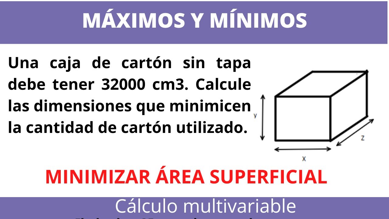 Minimizar el área superficial de una caja | Valores máximos y mininos | Cálculo multivariable