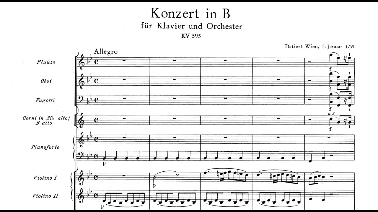 Mozart - Piano Concerto No. 27 in B-flat Major, KV 595 (with score)