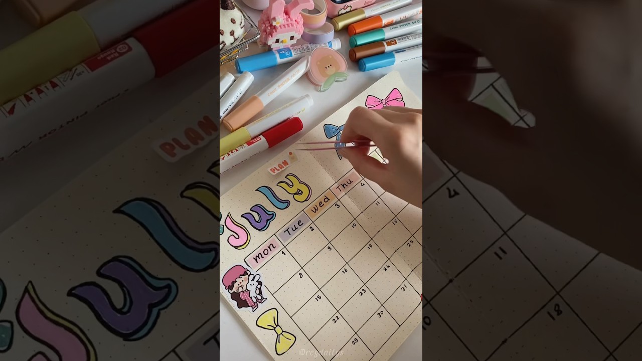 Ajanda tutmak isteyip nereden başlayacağını bilmeyenler i&ccedil;in aylık genel takvim sayfası yaptım🎀🎀