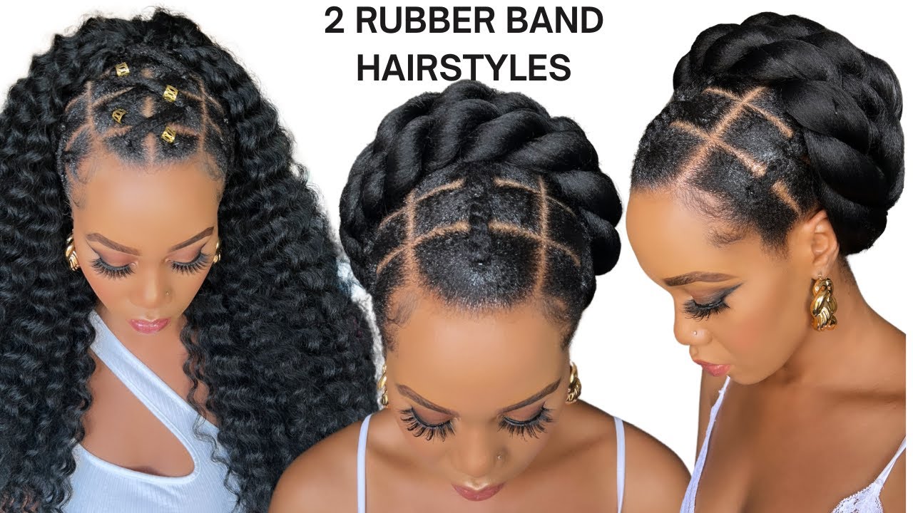 🔥2 QUICK & EASY RUBBER BAND HAIRSTYLES ON  NATURAL HAIR / TUTORIALS / Protective Style / Tupo1