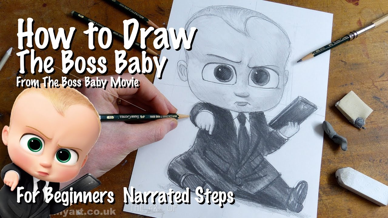 How to draw The Boss Baby voiced by Alec Baldwin for art beginners