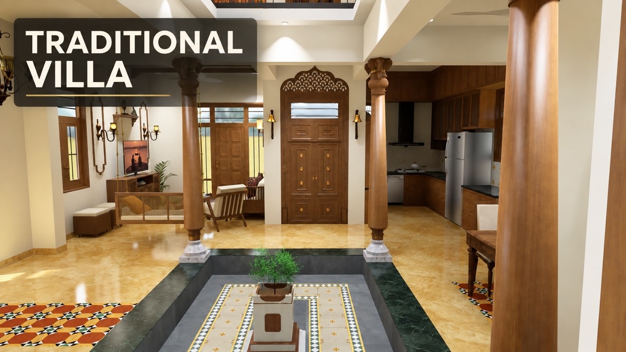 Traditional Luxury Villa Interior in Bangalore | Theme-Based Design by Akarsh Designs