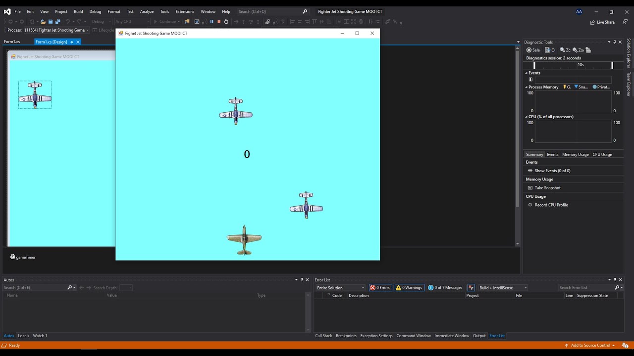 How to make a fighter jet shooter game in C# and windows form