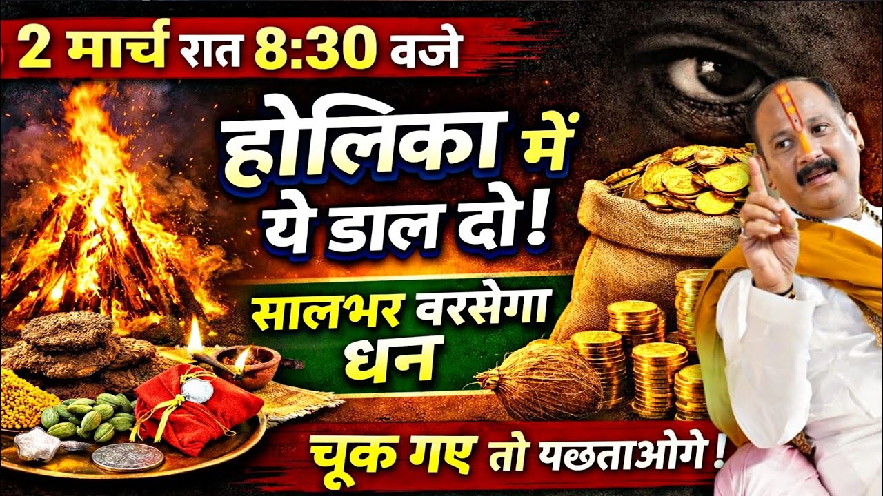 2 मार्च की रात गुप्त उपाय! होलिका में ये अर्पित करते ही खाली तिजोरी भर जाएगी