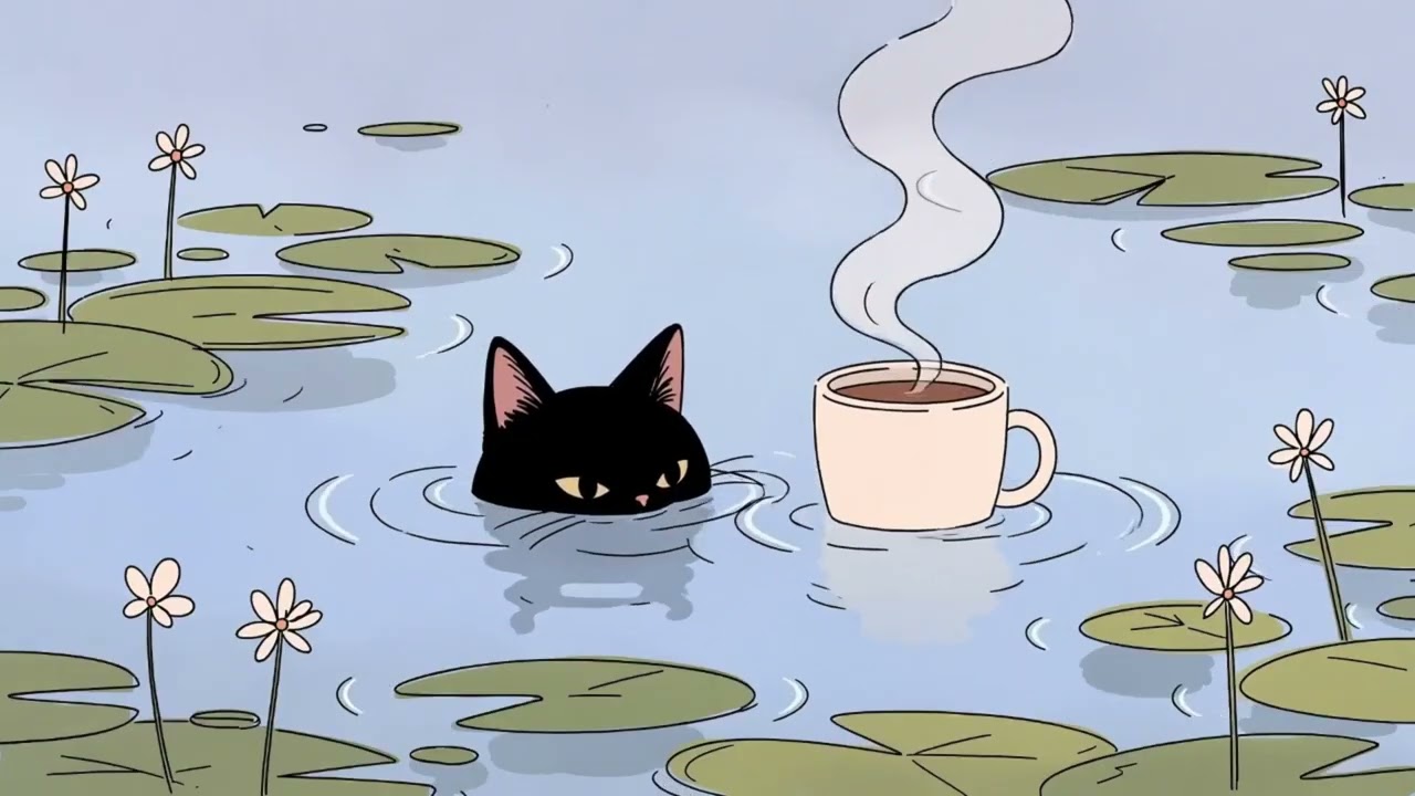 Cozy Pond Cat ☕ Relaxing Lofi Café Vibes
