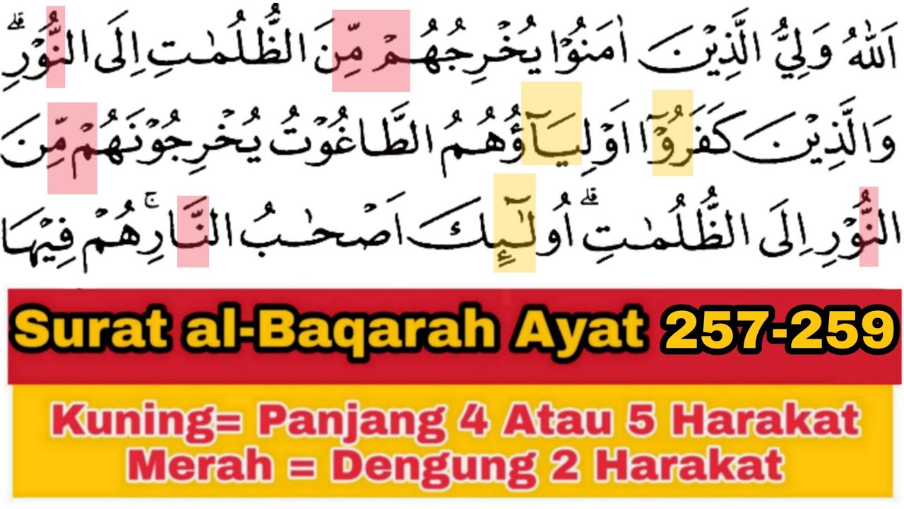 Tadarus Surat al-Baqarah Ayat 257-259, Ada Warna Tanda Panjang & Dengung Agar Lancar Baca al-Quran