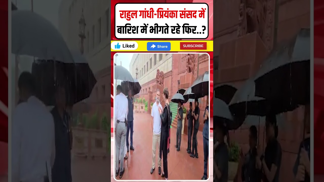 Rahul Gandhi-Priyanka Gandhi संसद में बारिश में भीगते रहे, फिर क्या हुआ? #Shorts