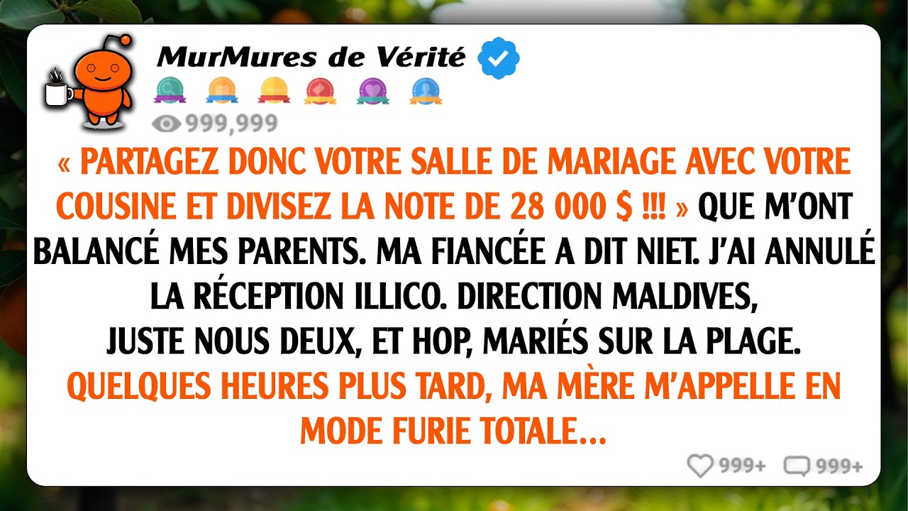 « Partage ta salle de mariage avec ton cousin ! » ont exigé mes parents. Quelques heures plus tard..