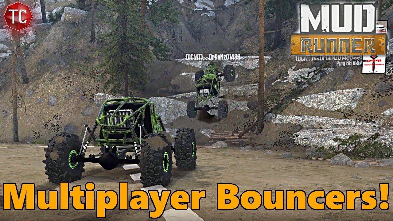 SpinTires MudRunner MULTIPLAYER MODS: Rock Bouncer Battle Feat. Gonzo!
