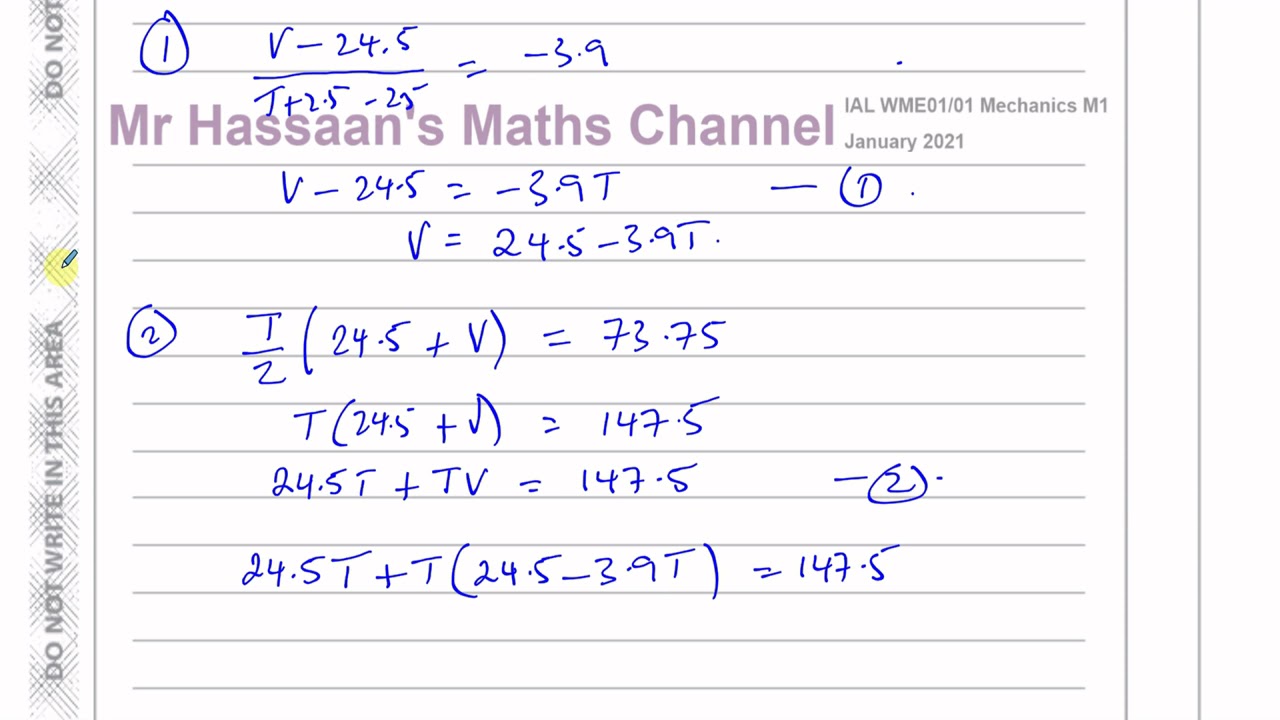 WME01 01 (Edexcel) M1 January 2021 IAL Q7 Kinematics, Speed Time Graphs