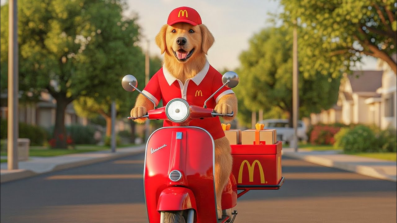 🐶🍔 Mama Golden Becomes McDonald’s Top Chef – Beefsteak Edition! 🥩🔥#dog #ai