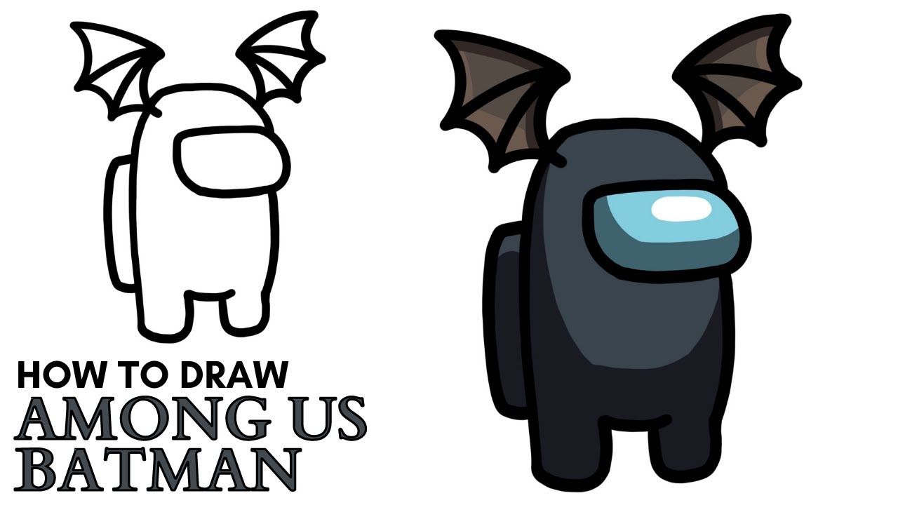 How To Draw Among Us Batman | Halloween Bat Wings Hat | Easy Step By Step Drawing Tutorial