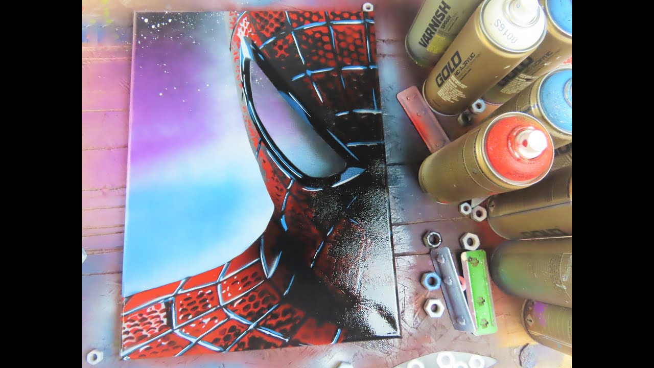 Spiderman eye: spray paint art /multilayer stencil art