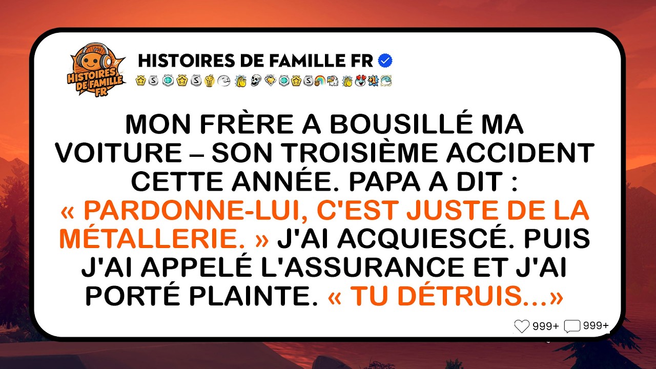 Mon Frère A Accidenté Ma Voiture (3e Cette Année). Papa Dit: Pardonne-lui, C'est Que Du Métal.