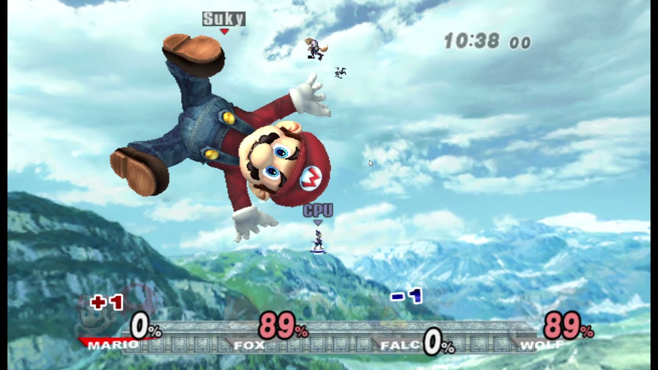 SSBB - Giant Growing Mario vs Star Fox (Fox, Falco, and Wolf)