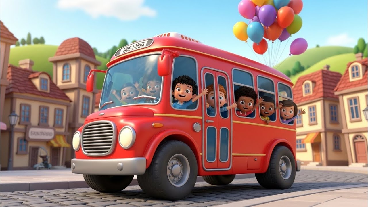Magic Little Red Bus Adventure 🚌✨ Wheels on the Bus Fun Ride 🎶 | 2 Minute Loop | Rhymes On The Top📝 