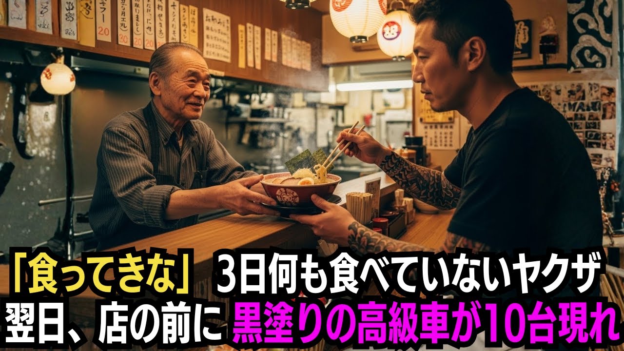 「金はいいよ、食ってきな」3日間何も食べていないヤクザ→翌日、店の前に黒塗りの高級車が10台現れ…