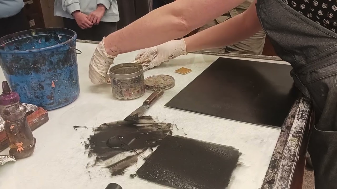 A subtractive monotype with the printmaking class.