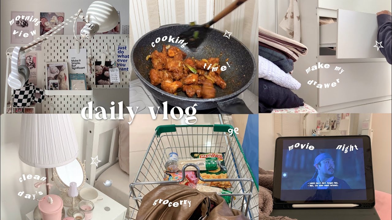 daily vlog ramadhan!🧺🍳: sahur , productive day! , clean my room , making food , grocerry 🧸