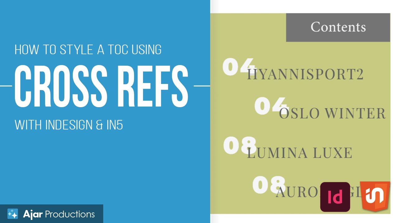 Create a Custom Stylized Table of Contents with InDesign and in5