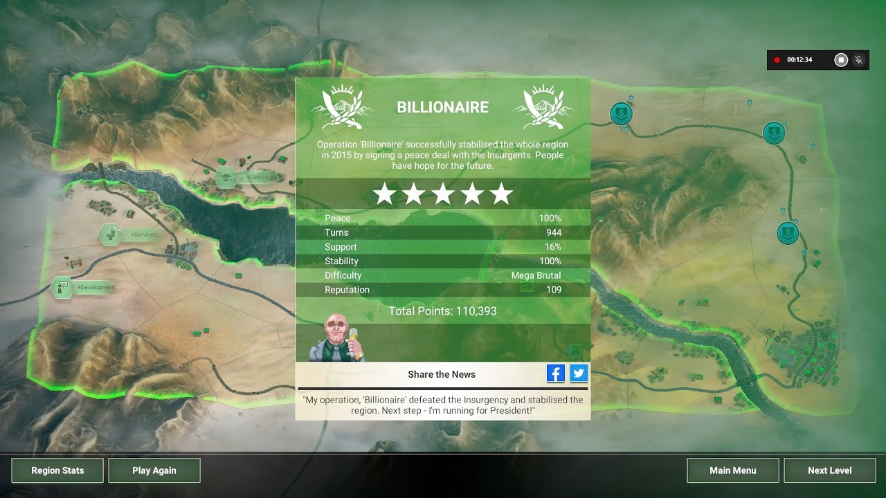 Rebel Inc Escalation - Azure Dam, Billionaire, Mega Brutal, No Advisor