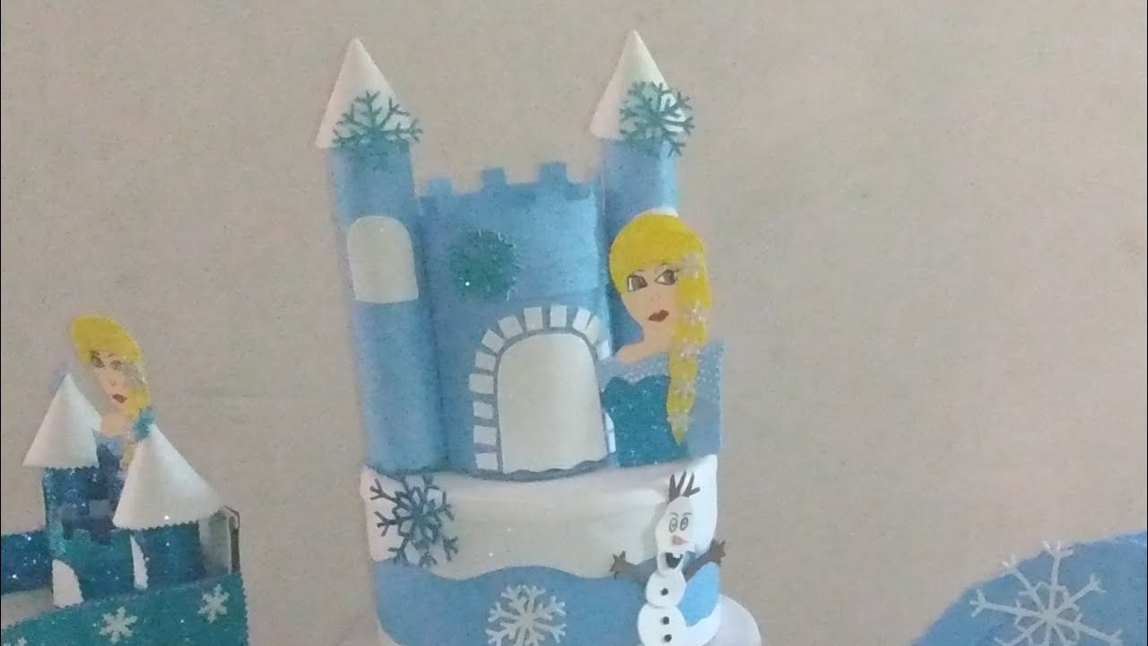 Topo de bolo Frozen Castelo em eva