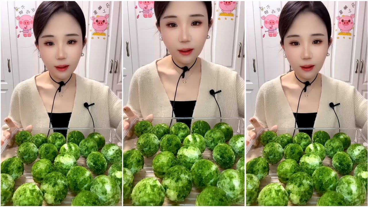 ASMR MATCHA ICE BALLS EATING