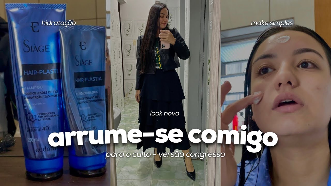 arrume-se comigo para o culto: congresso na igreja! look novo e make simples 🤍