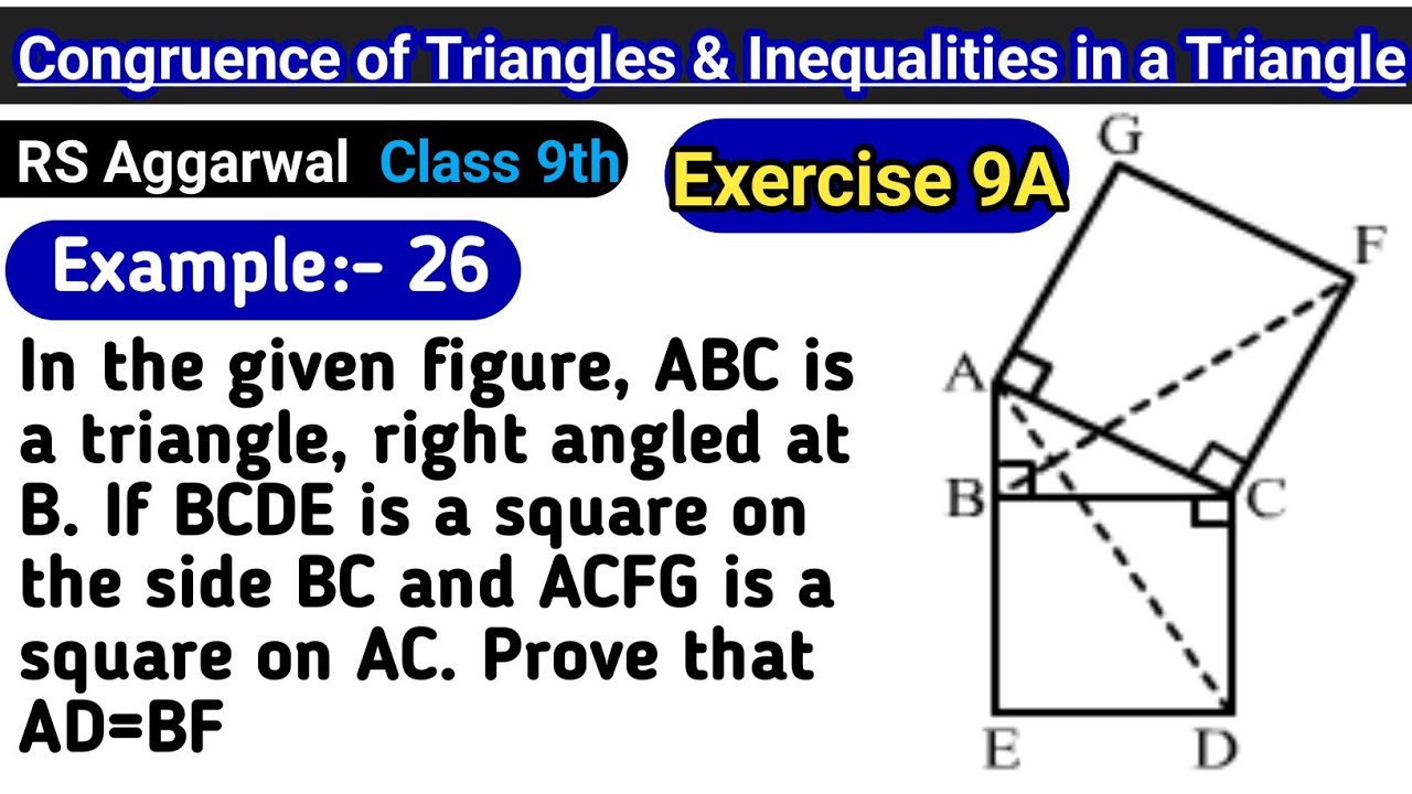 In the given figure abc is a triangle right angled at b if bcde is a square on the side bc | Ex 9A
