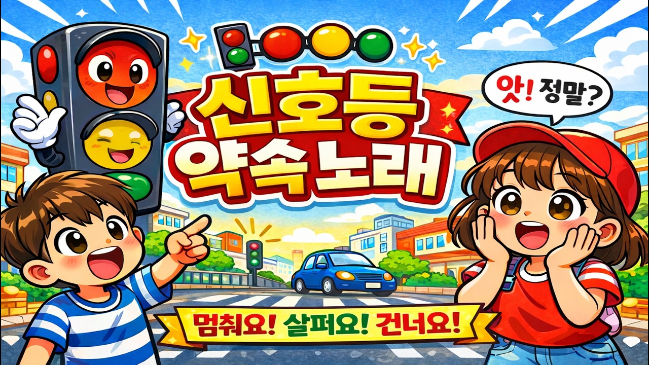 신호등 약속 노래 🚦 | 멈춰요 살펴요 건너요! | 어린이 교통안전 동요