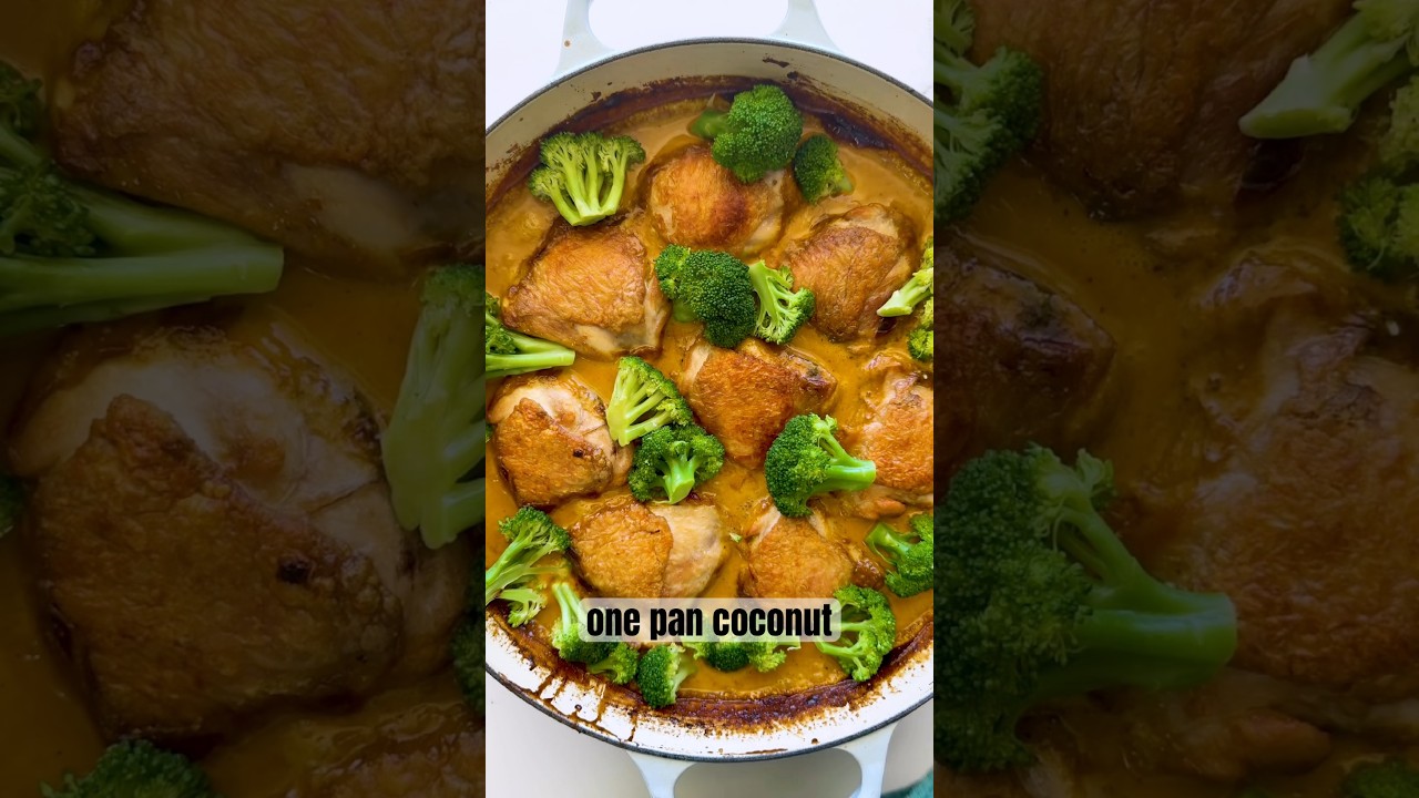 Easy one pan coconut curry chicken thighs. #easydinnerrecipe #weeknightdinner