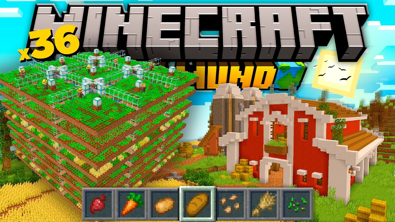 FIZ 36 FARMS de TRIGO, CENOURA, BATATA e BETERRABA! - Minecraft Survival Eterno