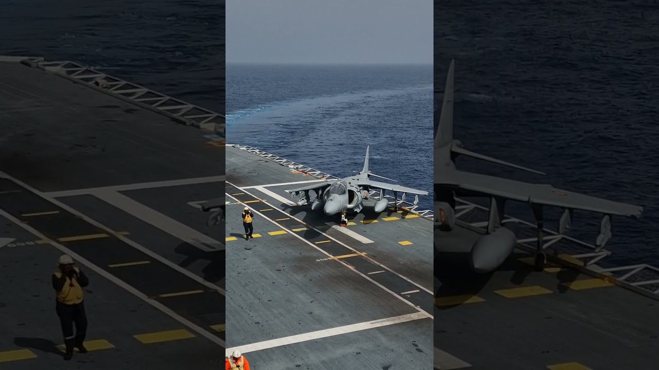 A Spanish Navy Harrier II about to take off from the Juan Carlos I (L61) #military #navy