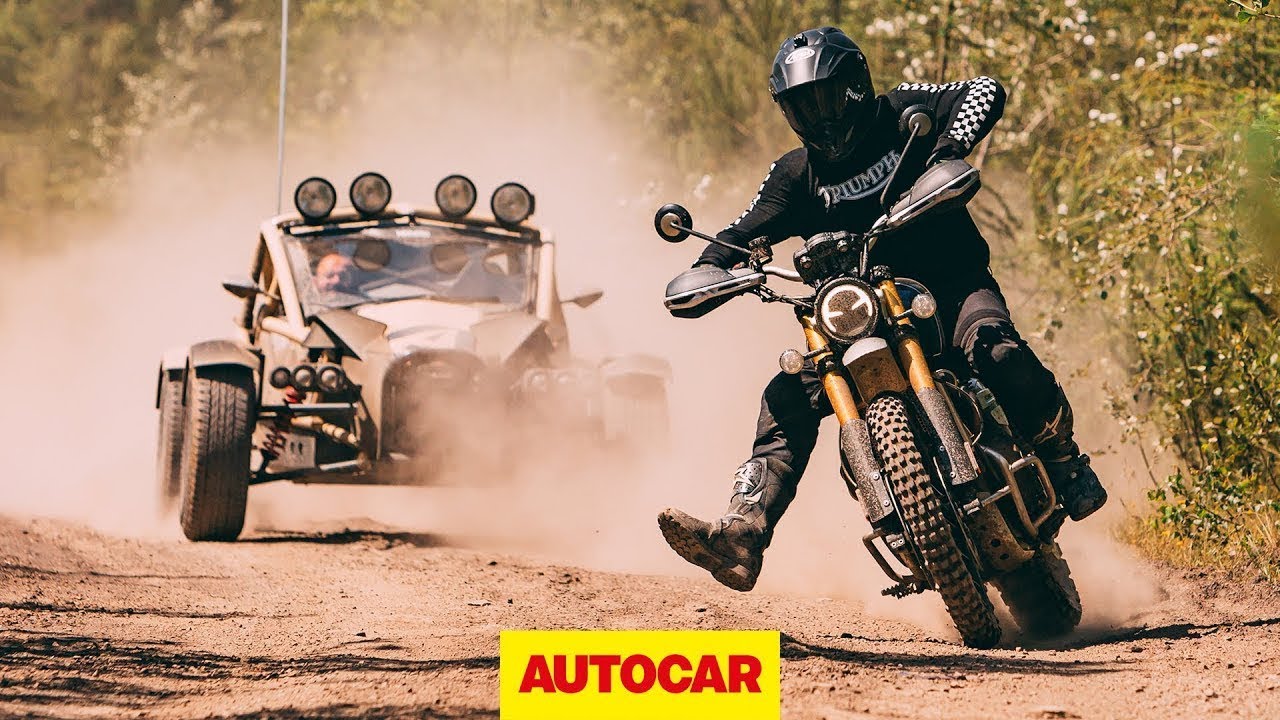 オフロード対決　アリエル・ノマド vs トライアンフ・スクランブラー　AUTOCAR JAPAN　字幕付き動画