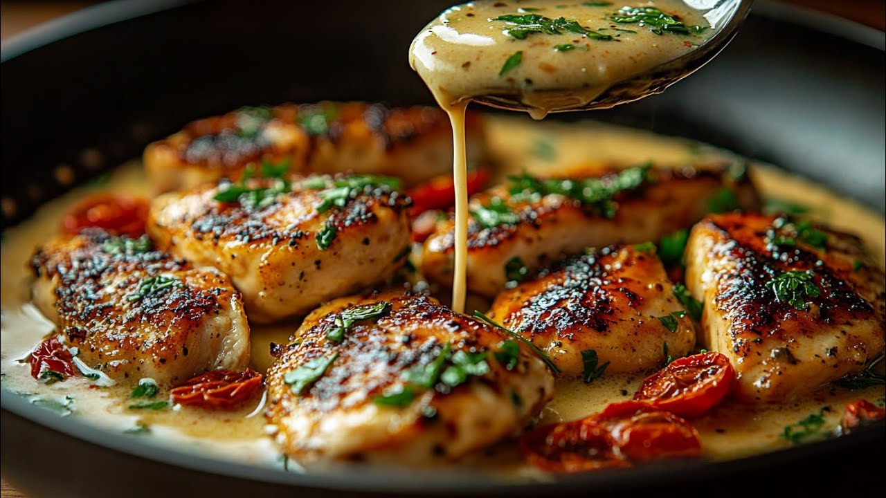 Crispy Chicken in Flavorful Creamy Cheesy Garlicky Sauce ! Easy & Quick recipe