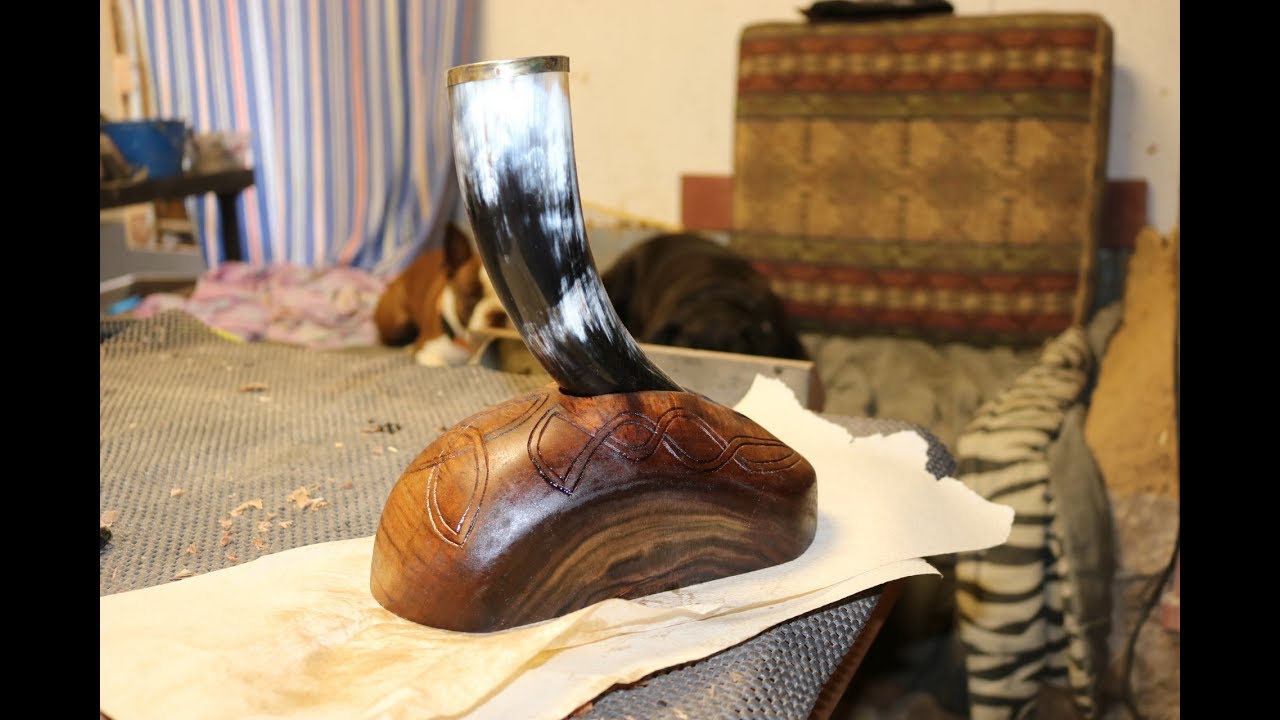 Carved Drinking Horn Stand
