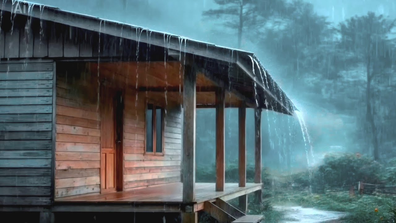 The Sound of Heavy Rain at Night on the Edge of the Forest l Sounds for Insomnia