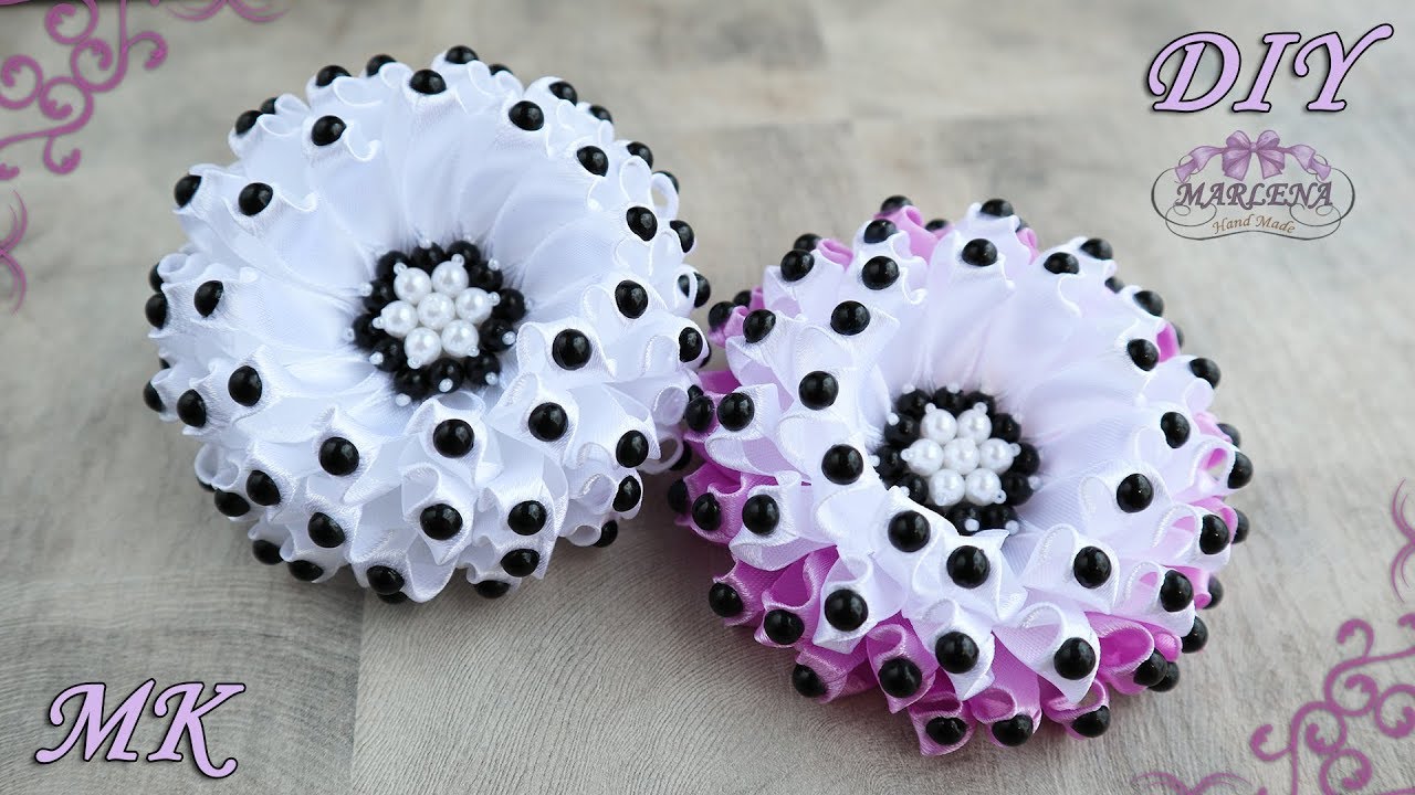📚 Школьные банты из узкой ленты. Канзаши МК 👐. School Bows DIY